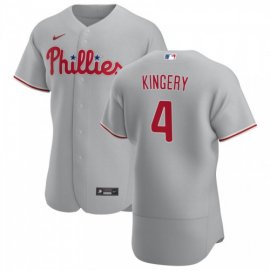 Philadelphia Phillies #4 Scott Kingery Mens Nike Gray Road 2020 Authentic Player MLB Jersey