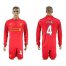 Liverpool #4 Toure Home Long Sleeves Soccer Club Jersey