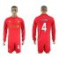 Liverpool #4 Toure Home Long Sleeves Soccer Club Jersey