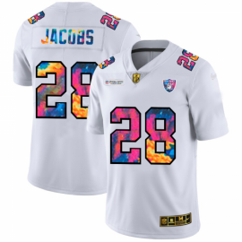 Las Vegas Raiders #28 Josh Jacobs Mens White Nike Multi-Color 2020 NFL Crucial Catch Limited NFL Jersey