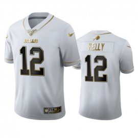 Buffalo Buffalo Bills #12 Jim Kelly Mens Nike White Golden Edition Vapor Limited NFL 100 Jersey