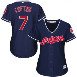 Cleveland Indians #7 Kenny Lofton Navy Blue Alternate Womens Stitched MLB Jersey