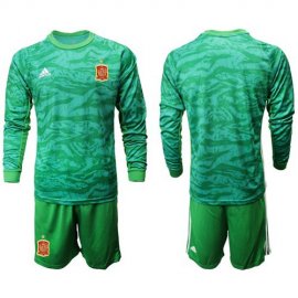 Spain Blank Green Long Sleeves Goalkeeper Soccer Country Jersey