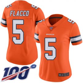 Nike Denver Broncos #5 Joe Flacco Orange Womens Stitched NFL Limited Rush 100th Season Jersey
