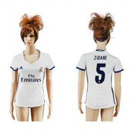 Womens Real Madrid #5 Zidane Home Soccer Club Jersey