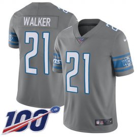 Nike Detroit Lions #21 Tracy Walker Gray Mens Stitched NFL Limited Rush 100th Season Jersey