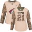 Adidas Arizona Coyotes #21 Derek Stepan Camo Authentic 2017 Veterans Day Womens Stitched NHL Jersey