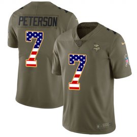 Nike Minnesota Vikings #7 Patrick Peterson Olive/USA Flag Youth Stitched NFL Limited 2017 Salute To Service Jersey