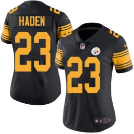 Nike Pittsburgh Steelers #23 Joe Haden Black Womens Stitched NFL Limited Rush Jersey