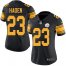 Nike Pittsburgh Steelers #23 Joe Haden Black Womens Stitched NFL Limited Rush Jersey