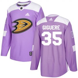 Adidas Anaheim Ducks #35 Jean-Sebastien Giguere Purple Authentic Fights Cancer Stitched NHL Jersey