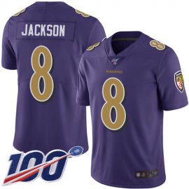 Nike Baltimore Ravens #8 Lamar Jackson Purple Youth Stitched NFL Limited Rush 100th Season Jersey