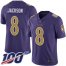 Nike Baltimore Ravens #8 Lamar Jackson Purple Youth Stitched NFL Limited Rush 100th Season Jersey