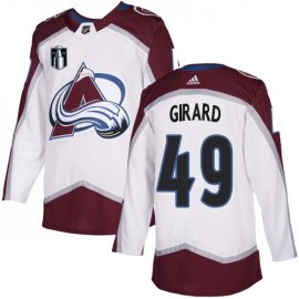 Adidas Colorado Avalanche #49 Samuel Girard White 2022 Stanley Cup Final Patch Road Authentic Stitched NHL Jersey Mens
