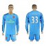Arsenal #33 Cech Blue Goalkeeper Long Sleeves Soccer Club Jersey