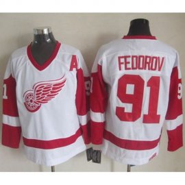 Detroit Red Wings #91 Sergei Fedorov White CCM Throwback Stitched NHL Jersey