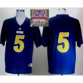 2013 BCS National Championship Notre Dame 5 Fighting Irish Manti Teo Football Jersey – Navy Blue