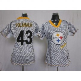 Nike Pittsburgh Steelers #43 Troy Polamalu Zebra Womens Stitched NFL Elite Jersey