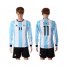 Argentina #11 Tevez Home Long Sleeves Soccer Country Jersey