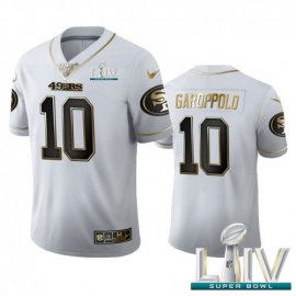 San Francisco 49ers #10 Jimmy Garoppolo Mens Nike White Golden Super Bowl LIV 2020 Edition Vapor Limited NFL 100 Jersey