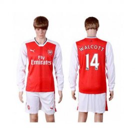 Arsenal #14 Walcott Red Home Long Sleeves Soccer Club Jersey