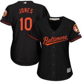 Baltimore Orioles #10 Adam Jones Black Alternate Womens Stitched MLB Jersey