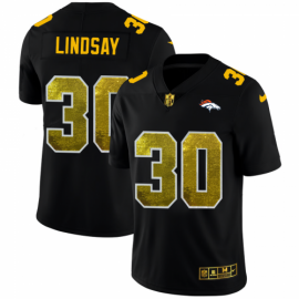 Denver Broncos #30 Phillip Lindsay Mens Black Nike Golden Sequin Vapor Limited NFL Jersey