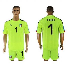 Italy #1 Buffon Shiny Green Goalkeeper Soccer Country Jersey