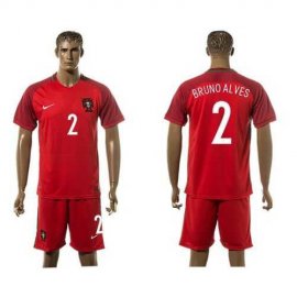 Portugal #2 Alves Home Soccer Country Jersey
