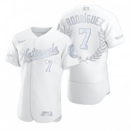 Washington Nationals #7 Ivan Rodriguez Mens Nike Platinum MLB MVP Limited Player Edition Jersey