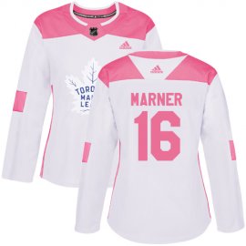 Adidas Toronto Maple Leafs #16 Mitchell Marner White/Pink Authentic Fashion Womens Stitched NHL Jersey