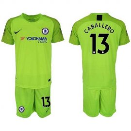 Chelsea #13 Caballero Shiny Green Goalkeeper Soccer Club Jersey