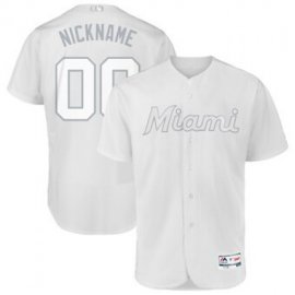 Miami Marlins Majestic 2019 Players Weekend Flex Base Authentic Roster Custom Jersey White