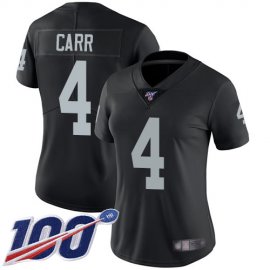 Nike Las Vegas Raiders #4 Derek Carr Black Team Color Womens Stitched NFL 100th Season Vapor Limited Jersey