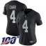 Nike Las Vegas Raiders #4 Derek Carr Black Team Color Womens Stitched NFL 100th Season Vapor Limited Jersey