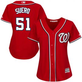 Washington Nationals #51 Wander Suero Red Alternate Womens Stitched MLB Jersey