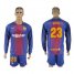 Barcelona #23 Umtiti Home Long Sleeves Soccer Club Jersey