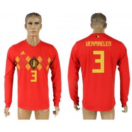 Belgium #3 VERMAELEN Home 2018 FIFA World Cup Long Sleeve Thailand Soccer Jersey