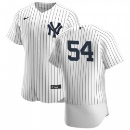New York Yankees #54 Aroldis Chapman Mens Nike White Navy Home 2020 Authentic Player MLB Jersey