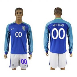 Brazil Personalized Away Long Sleeve Soccer Country Jersey