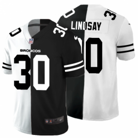 Denver Broncos #30 Phillip Lindsay Mens Black V White Peace Split Nike Vapor Untouchable Limited NFL Jersey