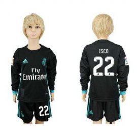 Real Madrid #22 Isco Sec Away Long Sleeves Kid Soccer Club Jersey