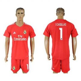 Real Madrid #1 I Casillas Red Goalkeeper Soccer Club Jersey