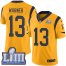 Nike Los Angeles Rams #13 Kurt Warner Gold Super Bowl LIII Bound Youth Stitched NFL Limited Rush Jersey