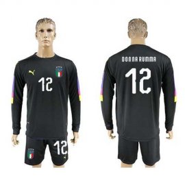 Italy #12 Donna Rumma Black Long Sleeves Goalkeeper Soccer Country Jersey
