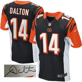 Nike Cincinnati Bengals #14 Andy Dalton Black Team Color Mens Stitched NFL Elite Autographed Jersey