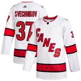 Adidas Carolina Hurricanes #37 Andrei Svechnikov White Road Authentic Stitched NHL Jersey