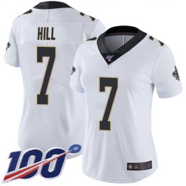 Nike New Orleans Saints #7 Taysom Hill White Womens Stitched NFL 100th Season Vapor Limited Jersey
