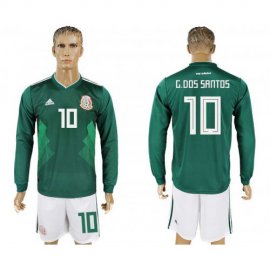 Mexico #10 G.DOS SANTOS Home 2018 FIFA World Cup Long Sleeve Soccer Jersey