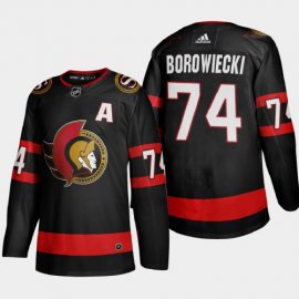 Ottawa Senators #74 Mark Borowiecki Mens Adidas 2020-21 Authentic Player Home Stitched NHL Jersey Black